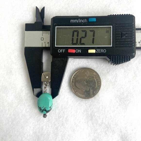 Sterling Silver 925 Southwest Style Beaded Turquoise Square Stud Dangle Earrings - Picture 16 of 16